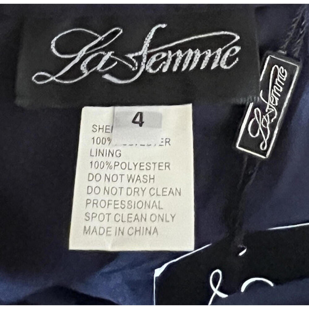 New LA FEMME ILLUSIONS A-LINE TULLE BALL GOWN In Midnight Size 4 $448 - Picture 9 of 9